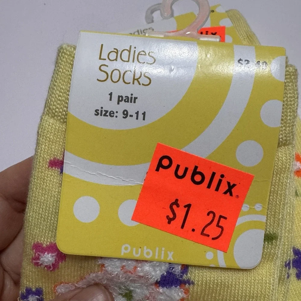 Lot 7 Easter Novelty Chick Print Crew Long Socks Various Sz 7-11 Egg Fun
